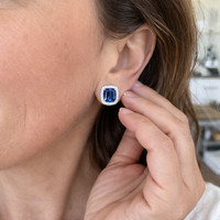 Square Sapphire Stud Earrings