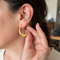 Sculpted Half Moon Hoop Earrings