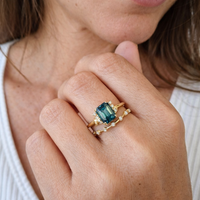 Blue Crystal Glow Ring Set