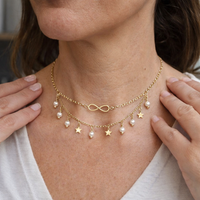 Infinity Anklet with Pearls and Stars