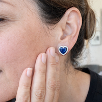 Sapphire Heart Stud Earrings
