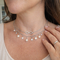 Infinity Anklet with Pearls and Stars