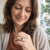 Blue Crystal Glow Ring Set