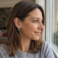Gold-Tone Turquoise Bead Hoop Earrings
