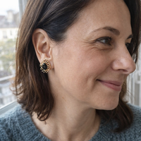 Golden Black Zirconia Earrings