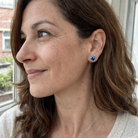 Sapphire Heart Stud Earrings