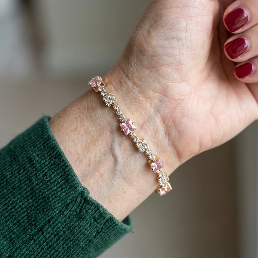 Blush Square Tennis Bracelet