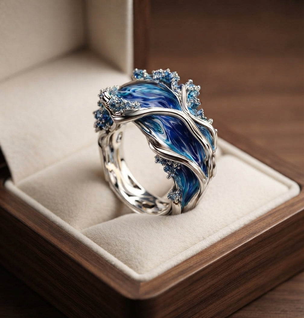 Antique Golden Ocean Wave Ring