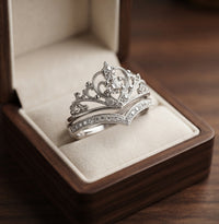 Shining Silver Crown Ring Set