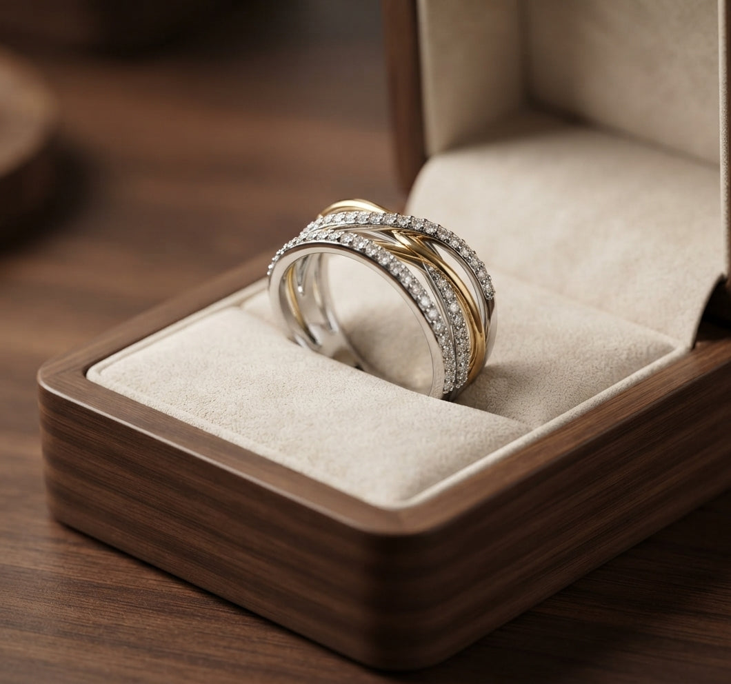 Radiance Zirconia Silver and Gold Ring