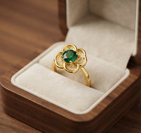Emerald Clover Halo Spinner Ring