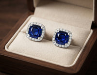 Square Sapphire Stud Earrings