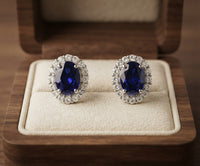 Oval White Sapphire Stud Earrings