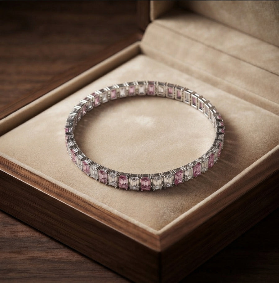 Pink Stripe Tennis Bracelet