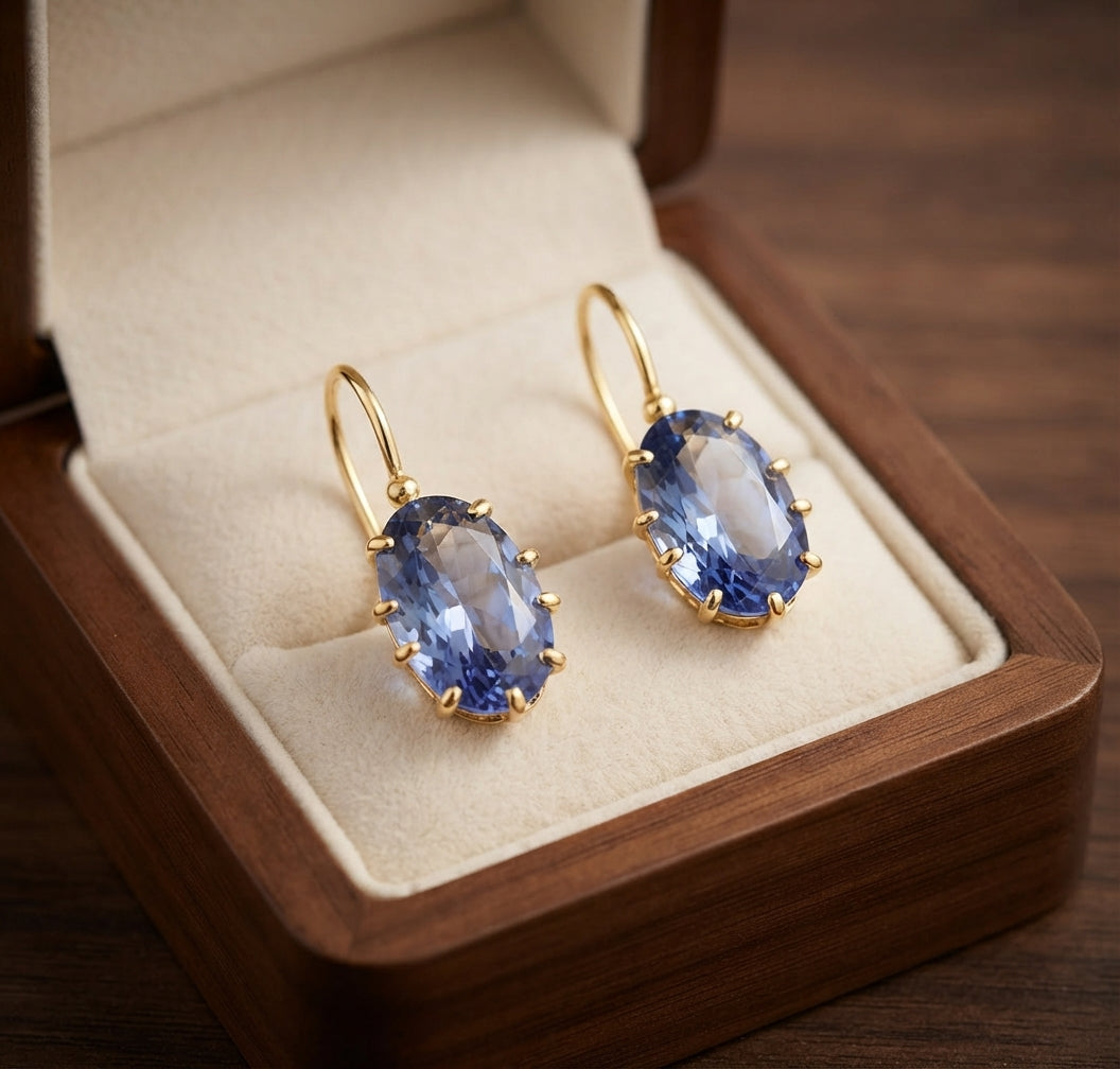 Blue Gold Bloom Earrings