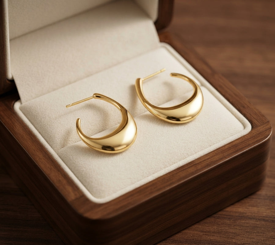 Sculpted Half Moon Hoop Earrings