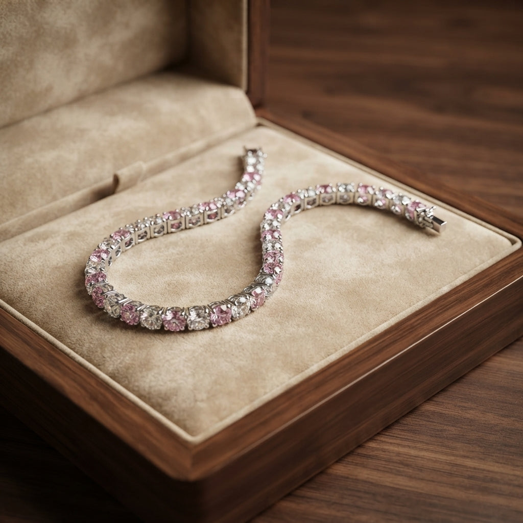 Pink Sapphire Duo Tennis Bracelet