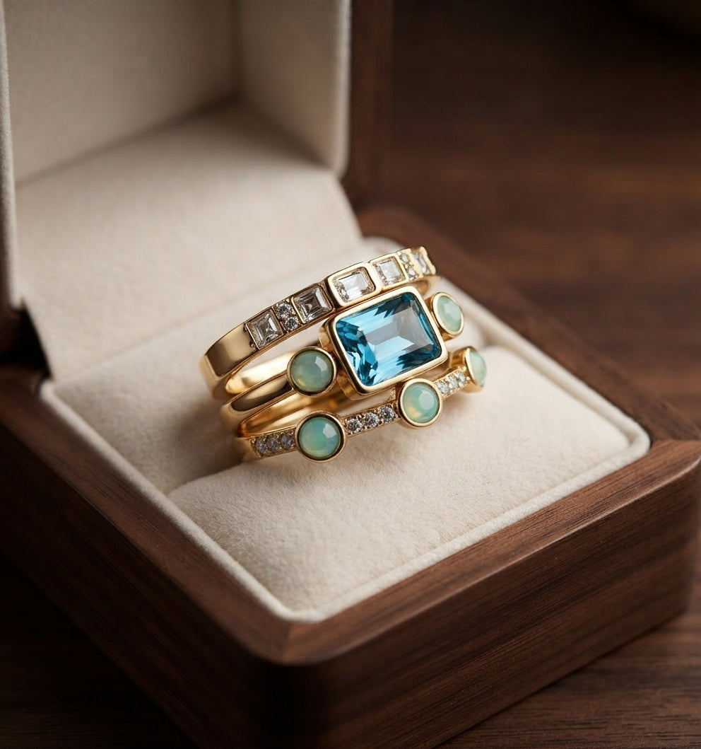 Timeless Azure Ring Set