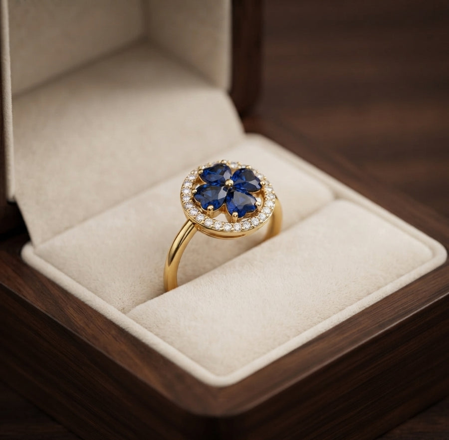 Sapphire Hearts Spinner Ring