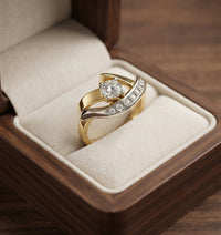 Antique Irregular Gold and Silver Zirconia Ring