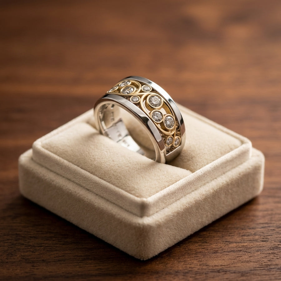 Vintage Gold & Silver Ivy Zirconia Ring