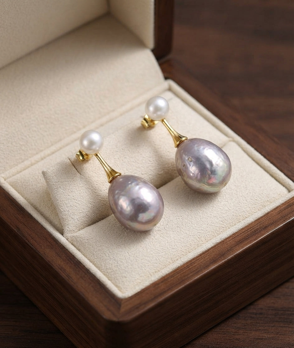Exquisite Lilac Pearl Earrings