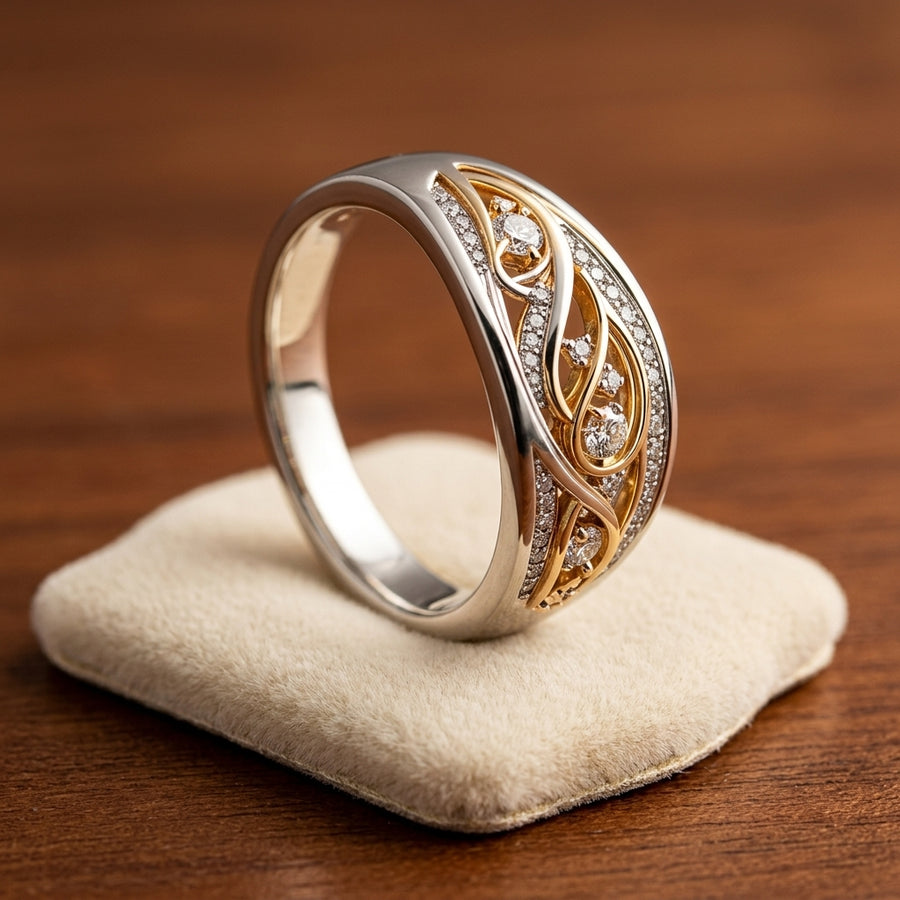 Hollow Gold & Silvered Ring