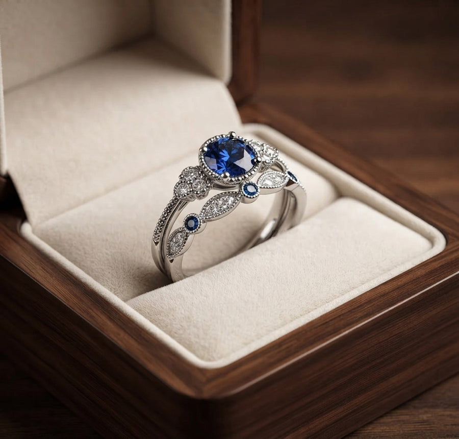 Sapphriel Crown Ring Set