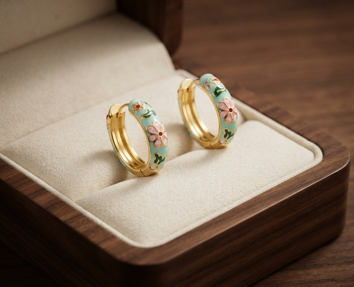 Colorful Floral Hoop Earrings