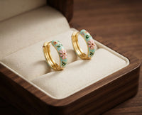 Colorful Floral Hoop Earrings