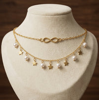 Infinity Anklet with Pearls and Stars