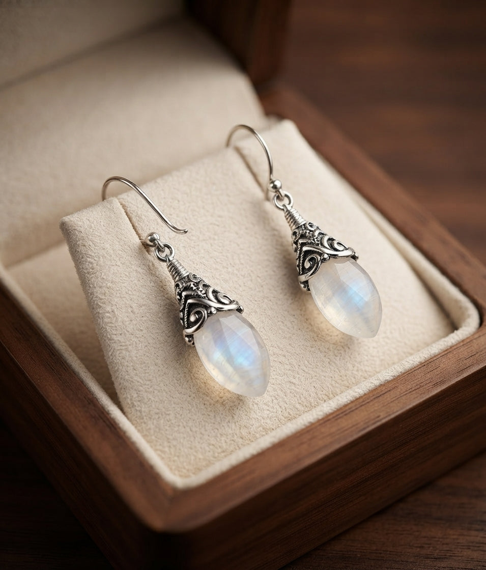 Antique Moonstone Drop Earrings