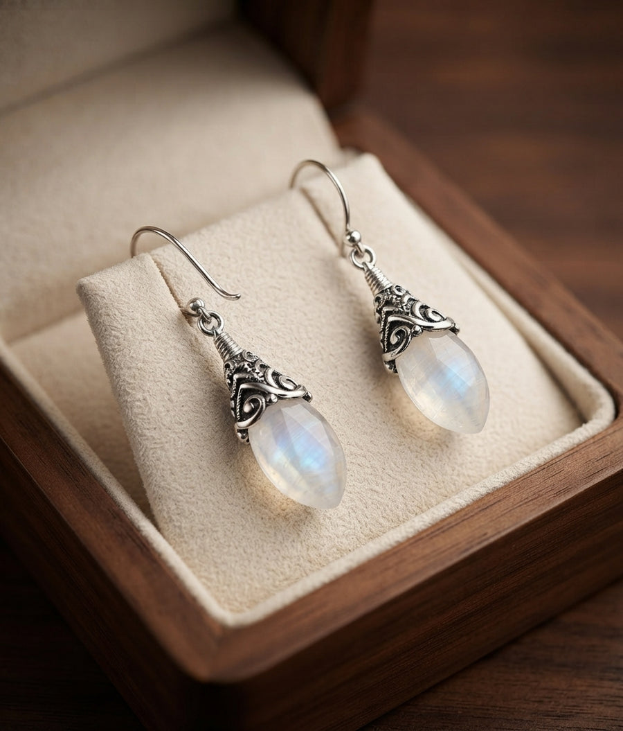Antique Moonstone Drop Earrings