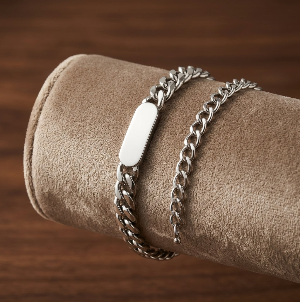 Cuban Chain Bracelet with Plate