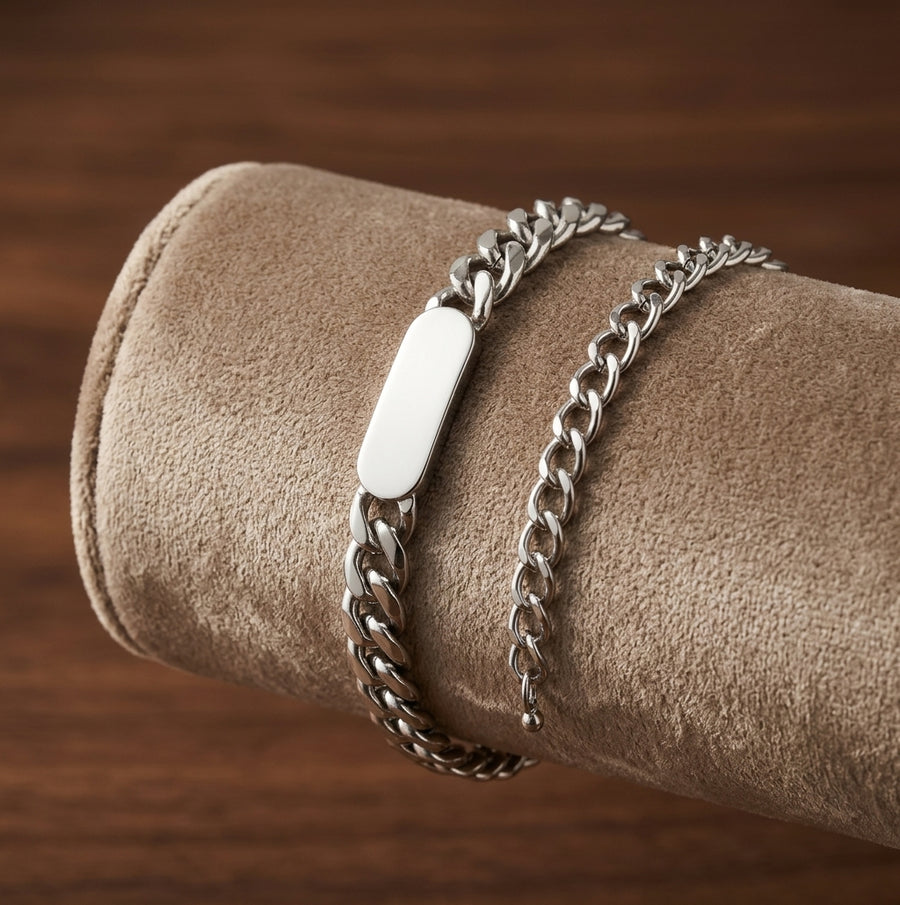 Cuban Chain Bracelet with Plate