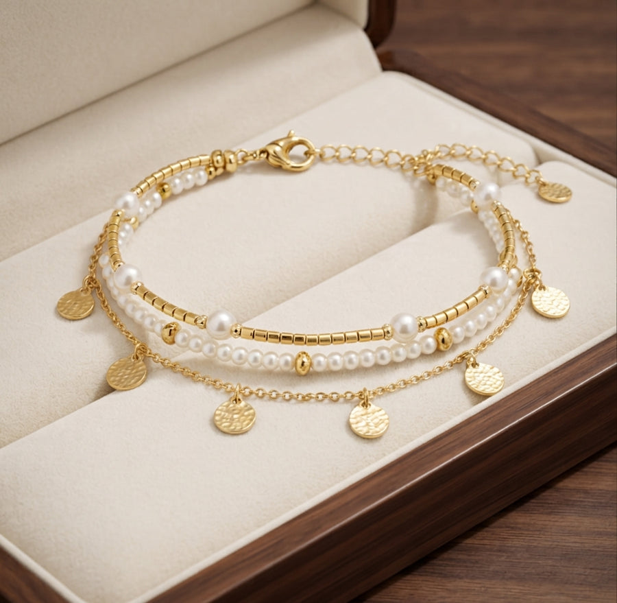 Coastal Charm 3-Piece Layered Anklet Set