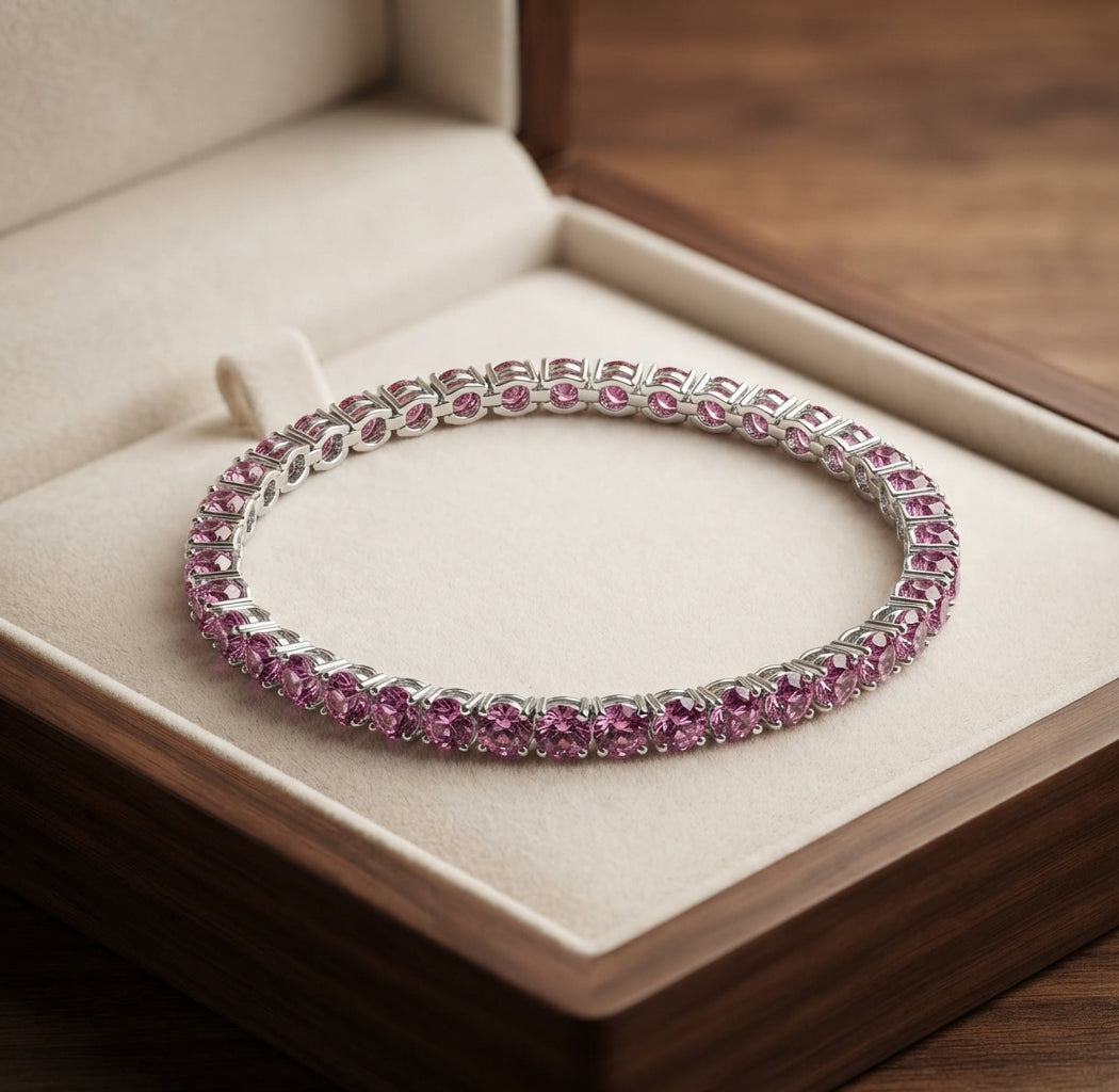 Pink Sapphire Tennis Bracelet