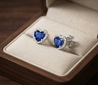 Sapphire Heart Stud Earrings