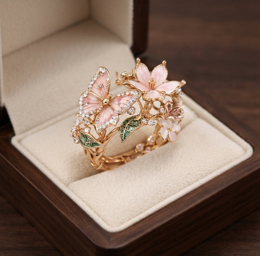 Natural Sparkling Butterfly Zirconia Ring