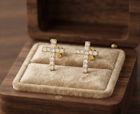 Pave Cross Stud Earrings