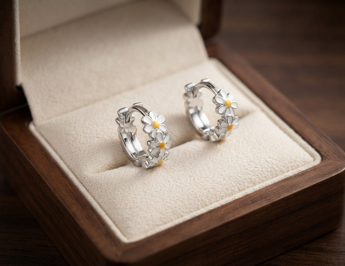 Elegant Daisy Hoop Earrings
