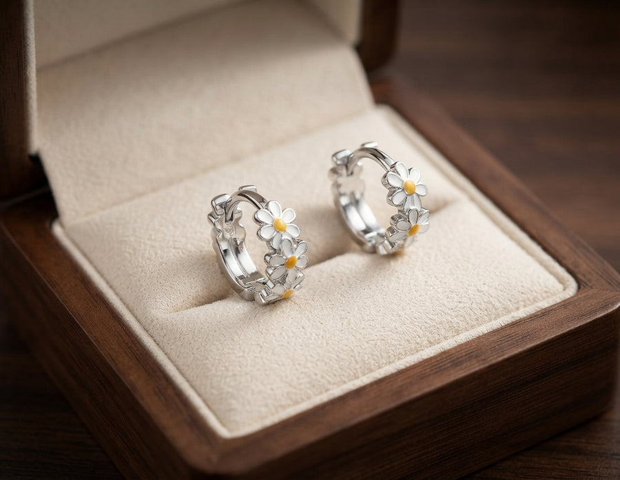 Elegant Daisy Hoop Earrings