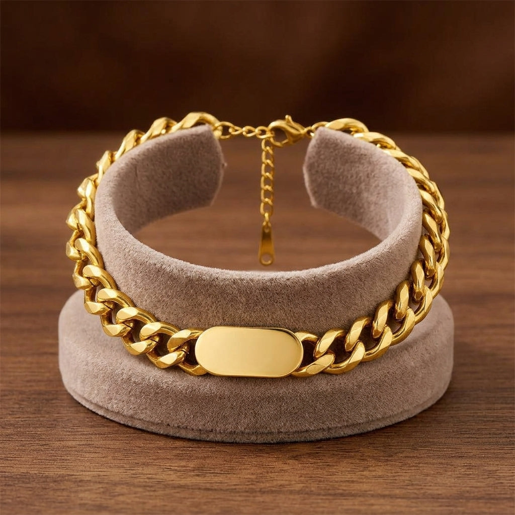 Cuban Chain Bracelet with Plate