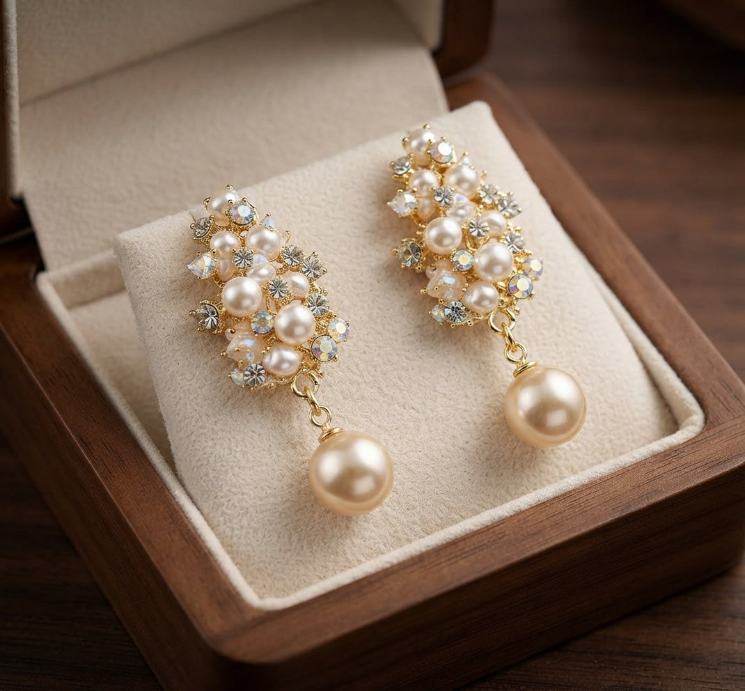 Elegant Flower and Pearl Earrings