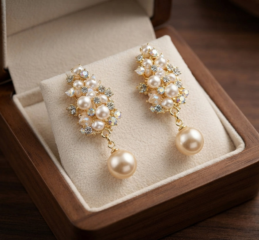 Elegant Flower and Pearl Earrings