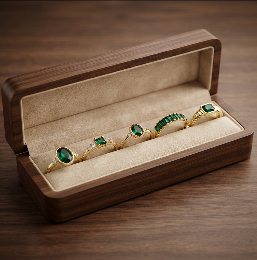Zarina Exquisite Emerald Ring Set