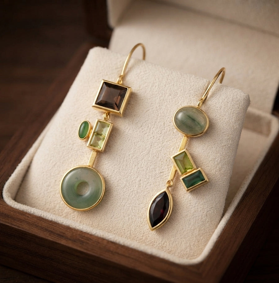 Vintage Crystal Forest Drop Earrings