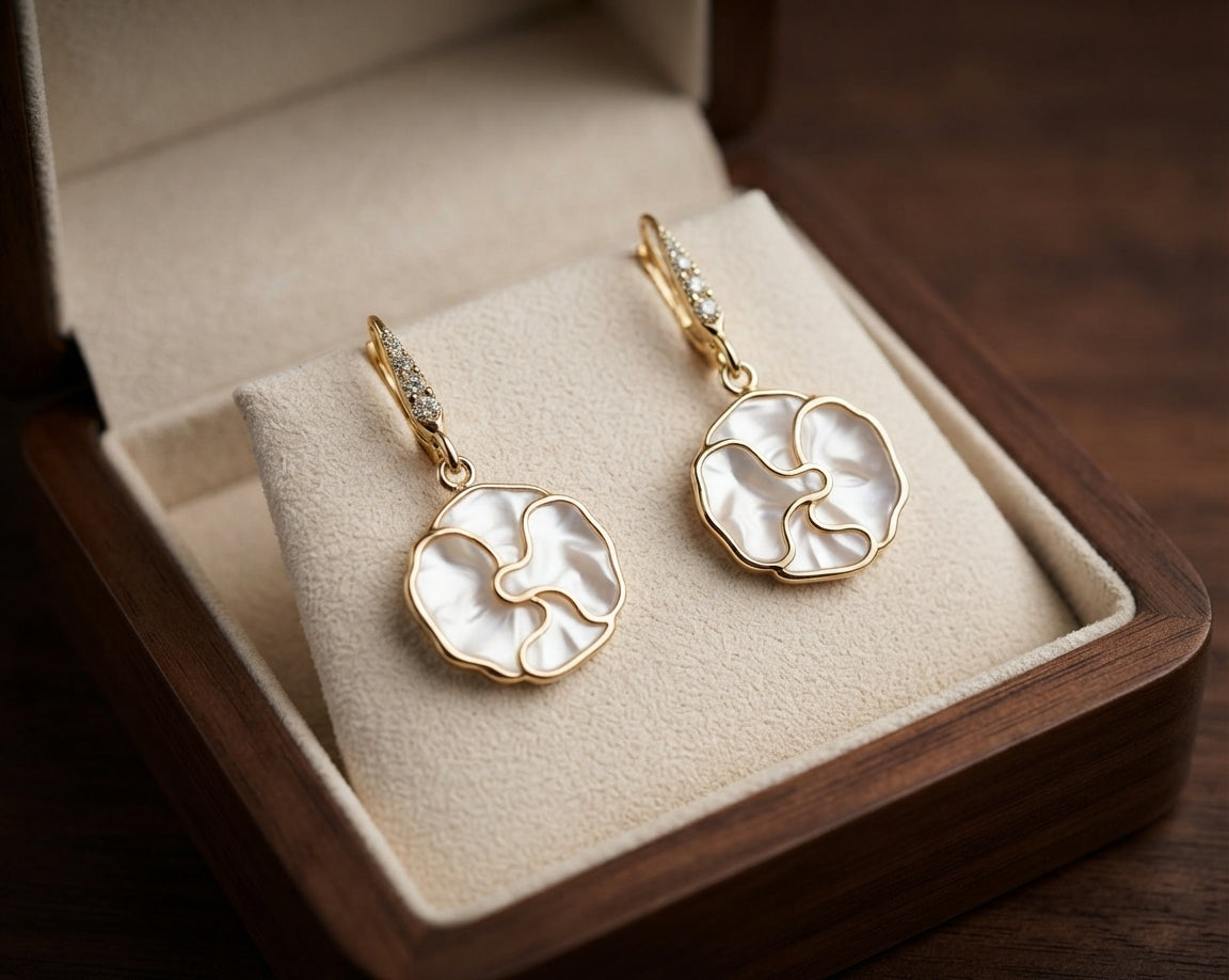 White Spiral Earrings