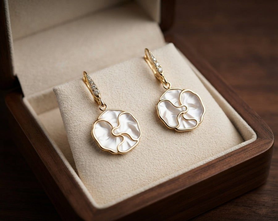White Spiral Earrings