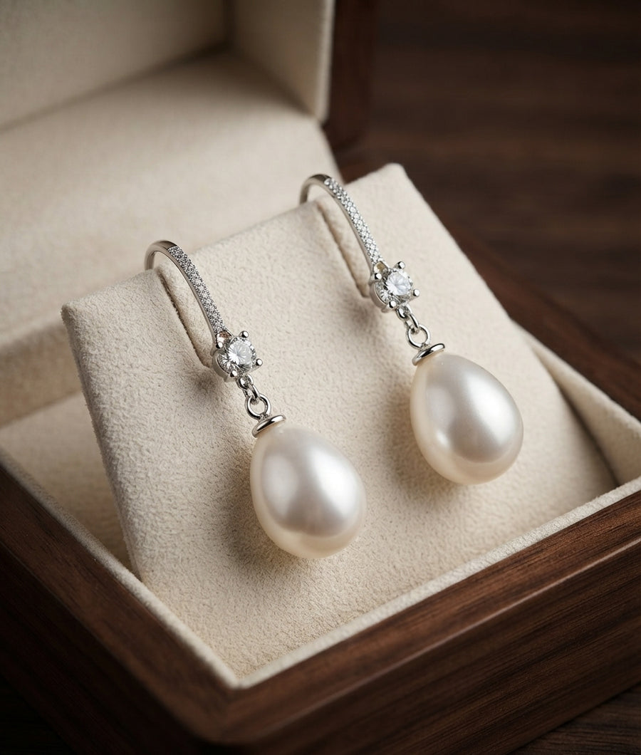 Shimmering Pearl Drop Earrings